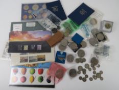 A small quantity of silver coinage; a William IV 1831 sixpence,