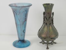 A blue /purple 'cloud' footed vase by George Davidson & Co, Team Glass Works, Gateshead.