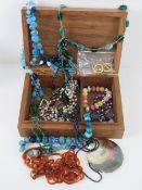 A quantity of assorted costume jewellery including amethyst and pearl necklace having 925 silver