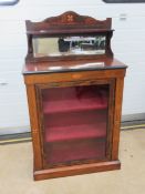 A good Edwardian rosewood glass fronted display cabinet strung with boxwood throughout,
