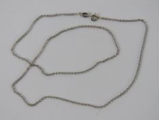 An 18ct white gold chain necklace hallmarked 750 measuring 47cm in length, slight wear to clasp, 4.