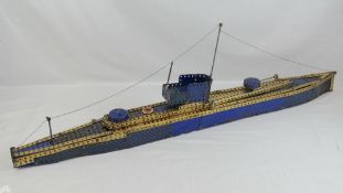 A Meccano British U-Boat c1940s measuring 110cm in length.