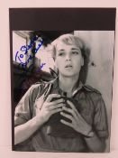 Sylvia Syms autograph; photograph from 'The Big Job' signed in blue pen upper left, 25 x 20cm.