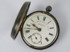 A HM silver open face key wind pocket watch,