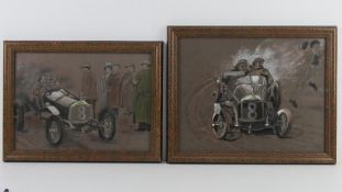 A pair of original pencil and pastel,