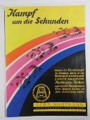 An art poster folio comprising thirteen reproduced vintage motoring and automobilia adverts,