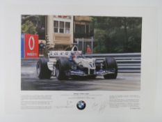 Print 'Montoyas Monaco Magic' by Jim Dugdale, signed by Bernie Ecclestone, Stirling Moss,