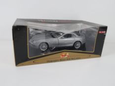 A Maisto 1:18 scale Mercades-Benz SLR McLaren, box a/f.