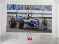 Two coloured prints 'Murrays Magic Moment' Damon Hill drives his Williams FW18 to victory and the