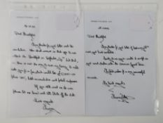 A pair of signed letters from Murray Walker OBE dated 2003,