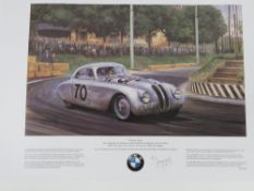 Ten James Dugdale colour prints 'Victory Drive' Baron Von Hanstein BMW 328 Coupe, 1940 Mille Miglia,