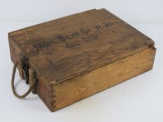 A wooden WWII German mortar crate for a