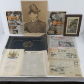 Daily Express front covers Tuesday May 8th 1945 'VE Day', Wednesday May 9th 1945 '12.30 Cheers