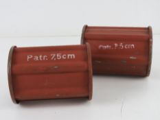 Two German 7.5cm shell transit tubes, wi