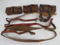 Three WWI French Lebel ammo pouches toge