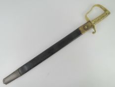 A British 1856 pattern Pioneer sword with saw back blade measuring 57cm in length,