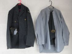 RAF No1 dress tunic, trousers, side cap with badge upon and belt.