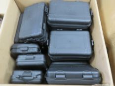 A large quantity of small peli transit cases with foam. Approx 16.5 x 10.5cm.