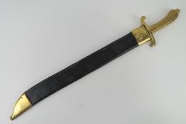A Prussian Model 1855 Pioneer's short sword having brass hilt and grip,