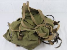 A WWII British back pack and frame.