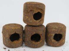 Four German SD-2 butterfly bomb cases together with a WWII German SD-2 Butterfly fragmentation