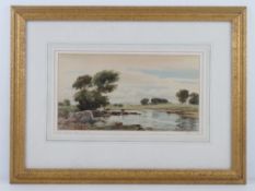 Percy Lancaster RBA ARE RI (1878-1951) watercolour, cattle in river with fields beyond,