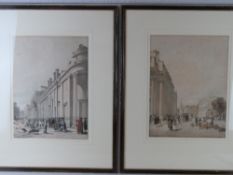 Hand coloured engravings of London; The Bank looking towards the Matching House,