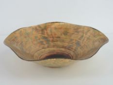 A frilled and foiled glass bowl, 28cm dia.