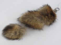 A fox brush bearing nickel plated brush stop with hanging loop marked Enfield Chase Fox Hounds 1965.