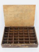 A vintage wooden specimen box 38 x 27.5 x 6cm.