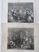 A series of mid 18th century William Hogarth etchings 'A Harlots Progress',
