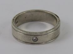 An Argentium silver and diamond ring, size R-S.