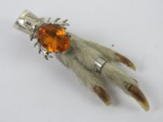 A HM silver grouse foot brooch having Glasgow 1954 hallmark upon, makers mark WBs.