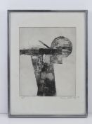 A c1970s geometric print signed lower right by the artist MHA Gurney'76, framed,