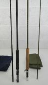 Two contemporary carbon fibre two sectional fly fishing rods, 290cm and 300cm respectively,