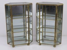 A pair of table top mirrored glass display cabinets, each standing 25cm high, 15.5cm wide, 6.