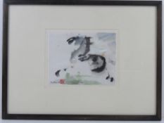 Ink and watercolour on rice paper, Chinese impressionistic painting of a horse,