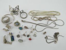 A quantity of assorted silver and white metal jewellery, some a/f, including chains, rings,
