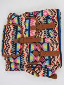 An Aztec pattern multi coloured ruck sac