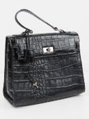 A black faux crocodile skin handbag havi