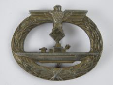 A WW2 German U-Boat badge, clasp a/f.
