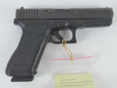 A deactivated Glock 17 9mm second generation pistol, non firing mechanism. With EU cert.