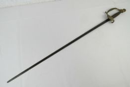 A Moore & Co sword having knight's head pommel and wire bound grip, blade measuring 77cm in length.
