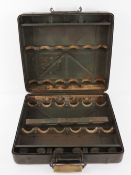 A WWII German 3.7cm shell transit case with inserts, to hold up to six shells.