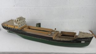 Three vintage scratch built scale model ships, part finished with various ancillary parts, a/f.