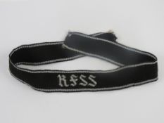 A WWII SS Officer's cuff title RFSS for the personal staff of the Reichfuhrer SS Heinrich Himmler,