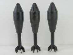 Three inert NR5 Energa rifle grenades, Dutch made, used on the SLR (Self-loading rifles).