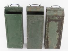 Three Soviet Russian Army steel ammo box for the 14.5mm KVPT Cannon.