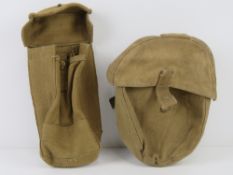 A WWII Lewis gun magazine pouch together with a Bren magazine pouch.