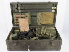 A WWII US Military Mine detector set in box with accessories dated 1944, issued to the Signal Corp,